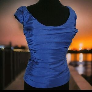 Blue Silk Ruched Top Ralph Lauren Black Label